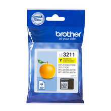 Cartouche d'encre d'origine Brother jaune - LC3211Y - Cartouche d'encre jaune originale Brother LC3211Y de capacité standard - cartouche seule. Imprime jusqu'à 200 pages. Imprimantes compatibles : Brother DCP-J772DW, DCP-J774DW, MFC-J895DW, MFC-J890DW, DCP-J572DW, MFC-J491DW, MFC-J497DW.