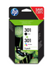 Pack 2 cartouches d'encre - 1 noire et 1 couleur d'origine HP 301 - N9J72AE