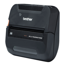 Imprimante  RJ-4250WB mobile Brother thermique Directe. Vitesse jusqu'à 127 mm/sec. Connexions Wi-Fi, Bluetooth, USB 2.0. Certifié IP54 (contre la poussière et l’humidité). Résiste aux chutes jusqu'à 2,1 mètres. Légère et facilement transportable grâce à son clip ceinture fourni et ses nombreux accessoires en option..
