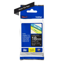 Cassette originale à ruban pour étiqueteuse Brother 18mm blanc sur noir - TZe-345